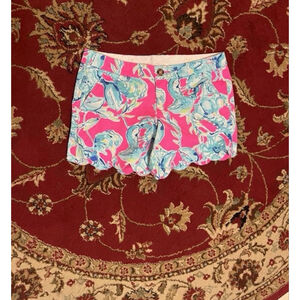 Lilly Pulitzer RAZ BERRY LOBSTERS IN LOVE Buttercup Shorts Size 2